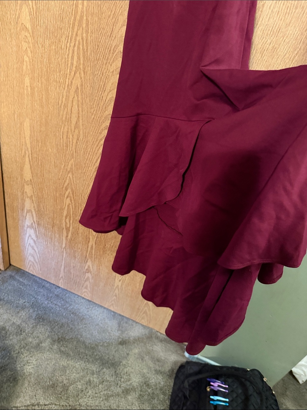 Leith Burgundy High-Low Ruffle Slip Dress - Picture 4 of 5